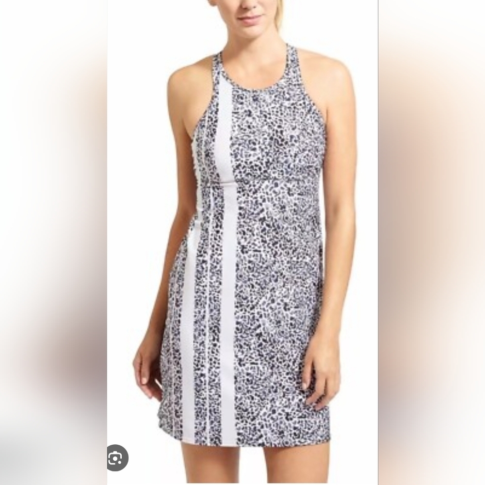 Athleta Women's Zimbabwe Leopard Swim Dress Built In Bra 36 B/C